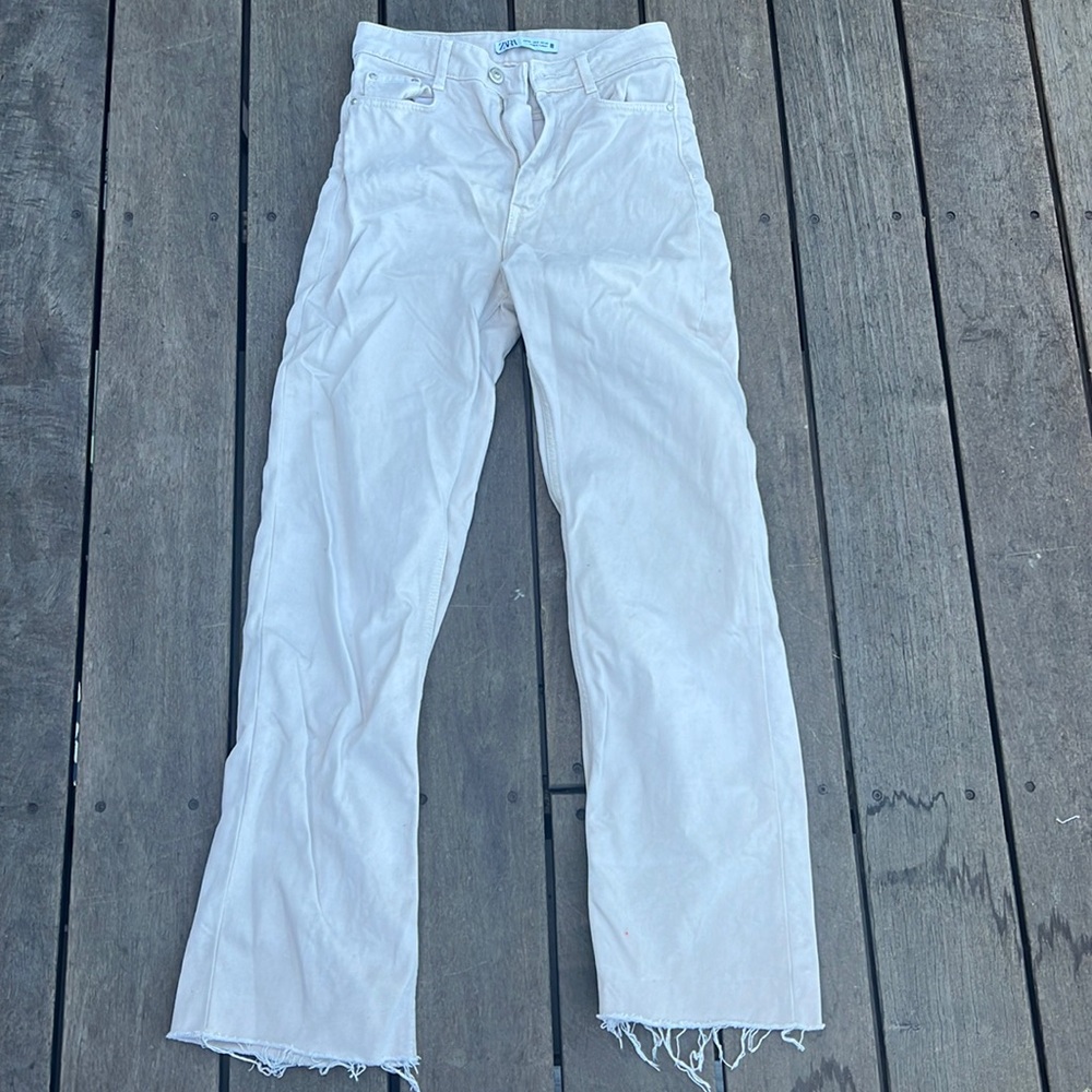 Zara straight leg cream pants